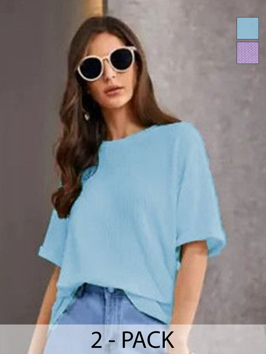 SRISARAS Pack Of 2 Boat Neck Drop-Shoulder Sleeves Pure Cotton Regular Fit T-shirts