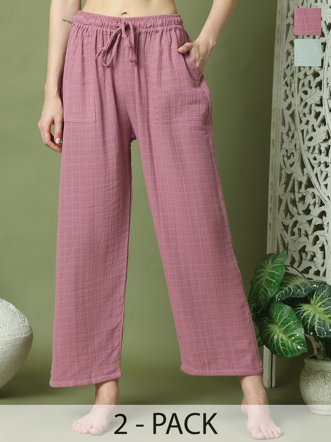 TAG 7 Pack Of 2 Cotton Straight Lounge Pants
