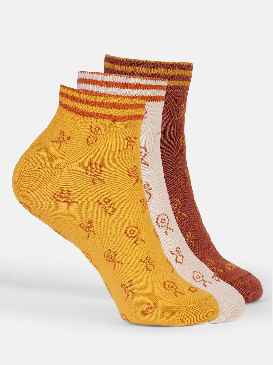 CULT Women Pack Of 3 Patterned Ankle Length Socks