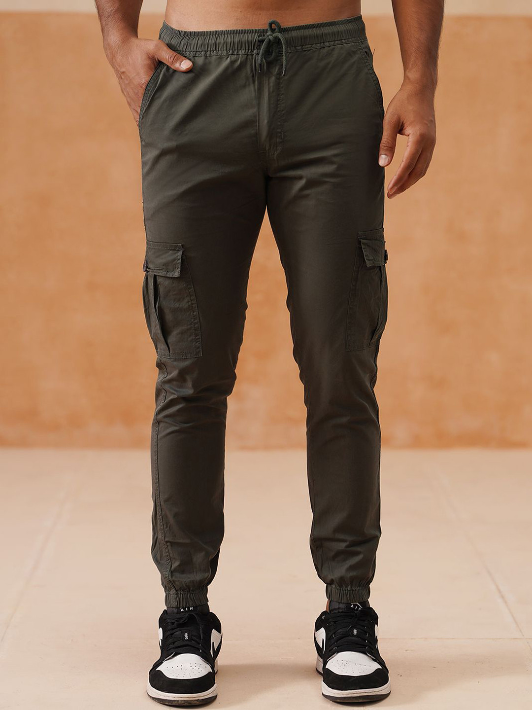 Indian Needle Men Smart Tapered Fit Cargos Trousers