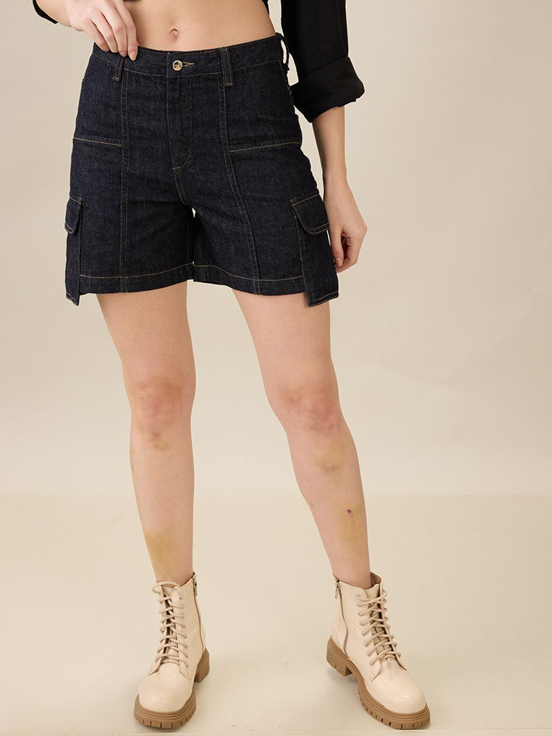 STORMY JEANS Women Mid-Rise Denim Cargo Shorts