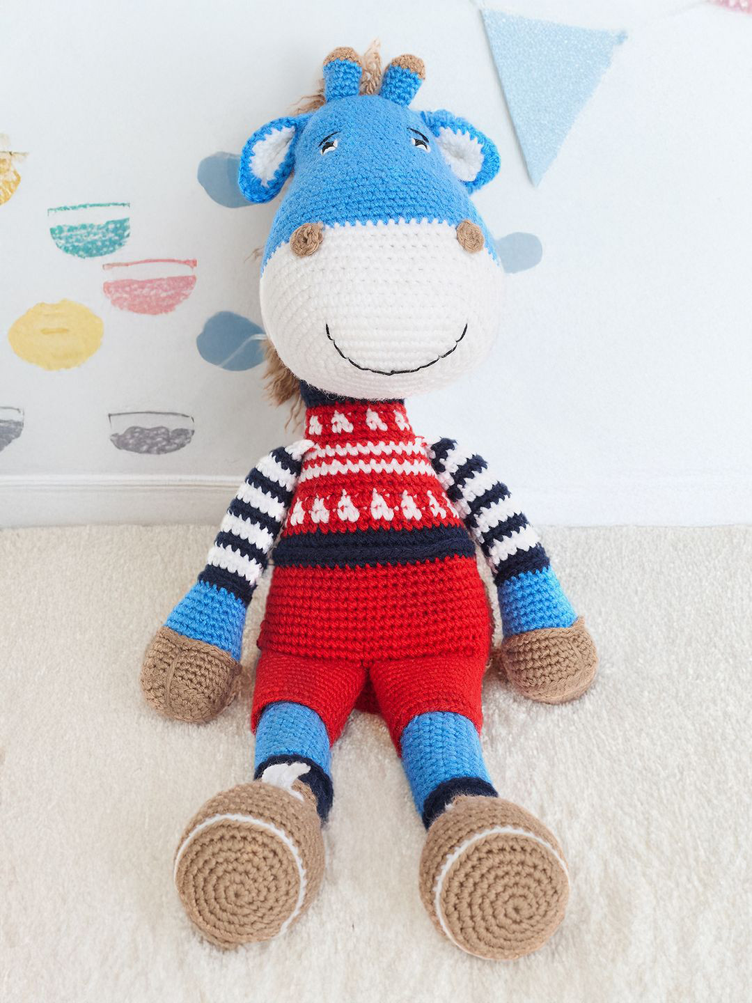 Blue Giraffe Cotton Soft Toy Soft Toys and Dolls