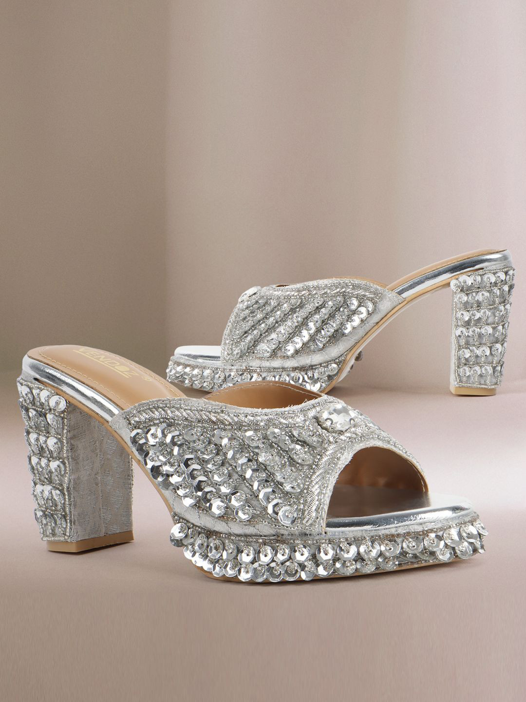 VENDOZ Printed Party Block Pumps