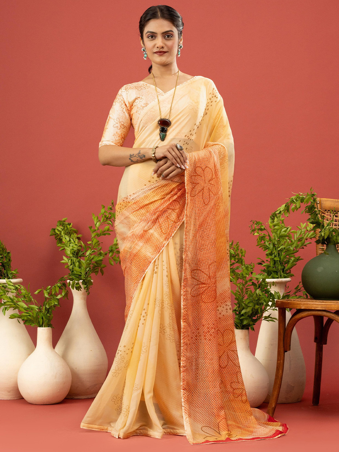 Sedora Couture Floral Poly Georgette Designer Saree