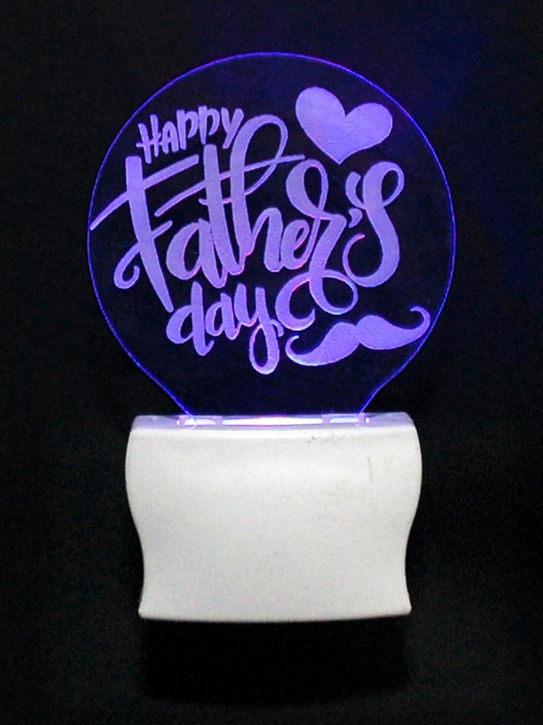 SOMIL Blue Acrylic Happy Father's Day Printed Glass With LED Night Lamp