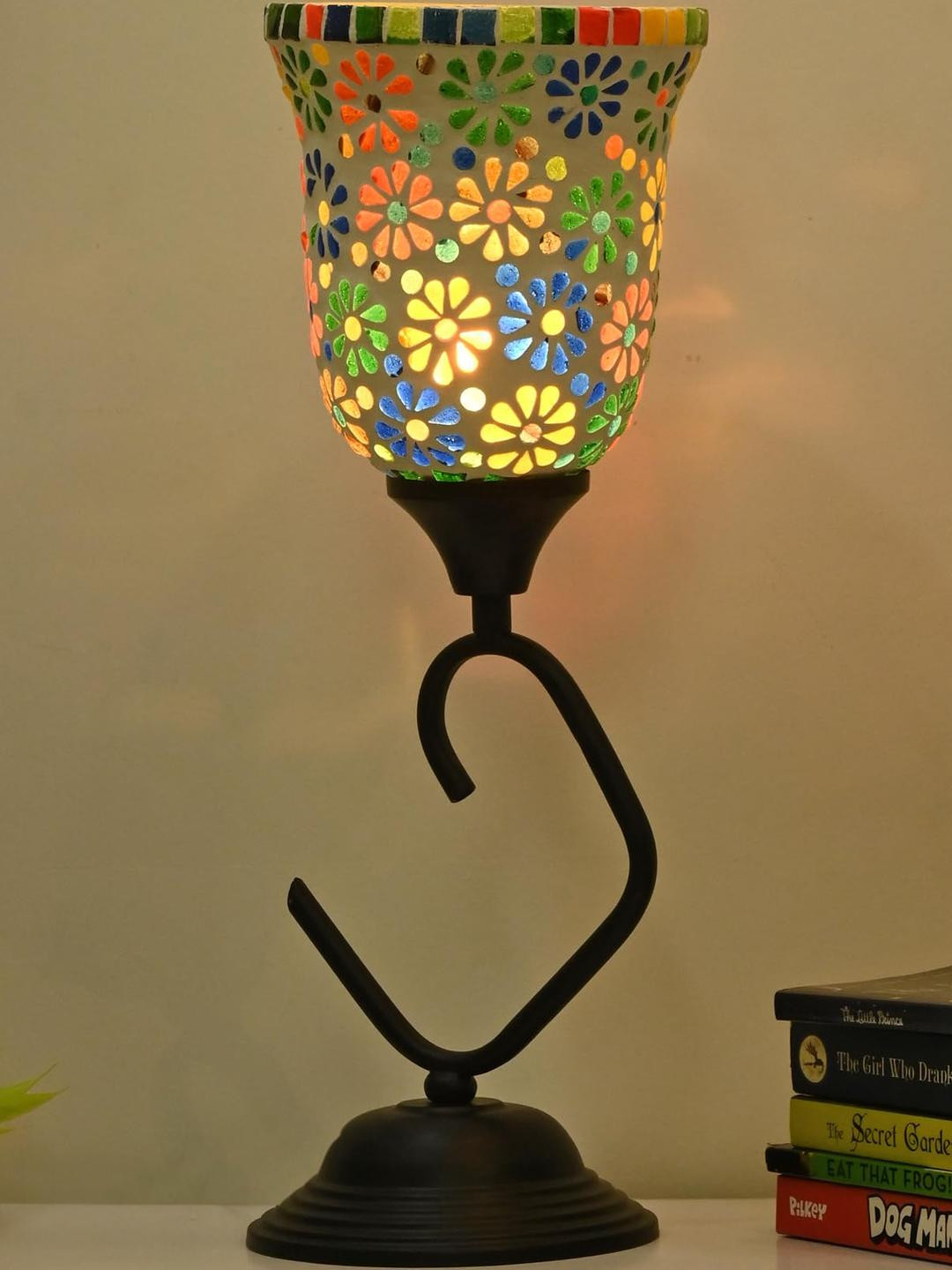 SOMIL Multicolor Glass Cylinder Table Lamp