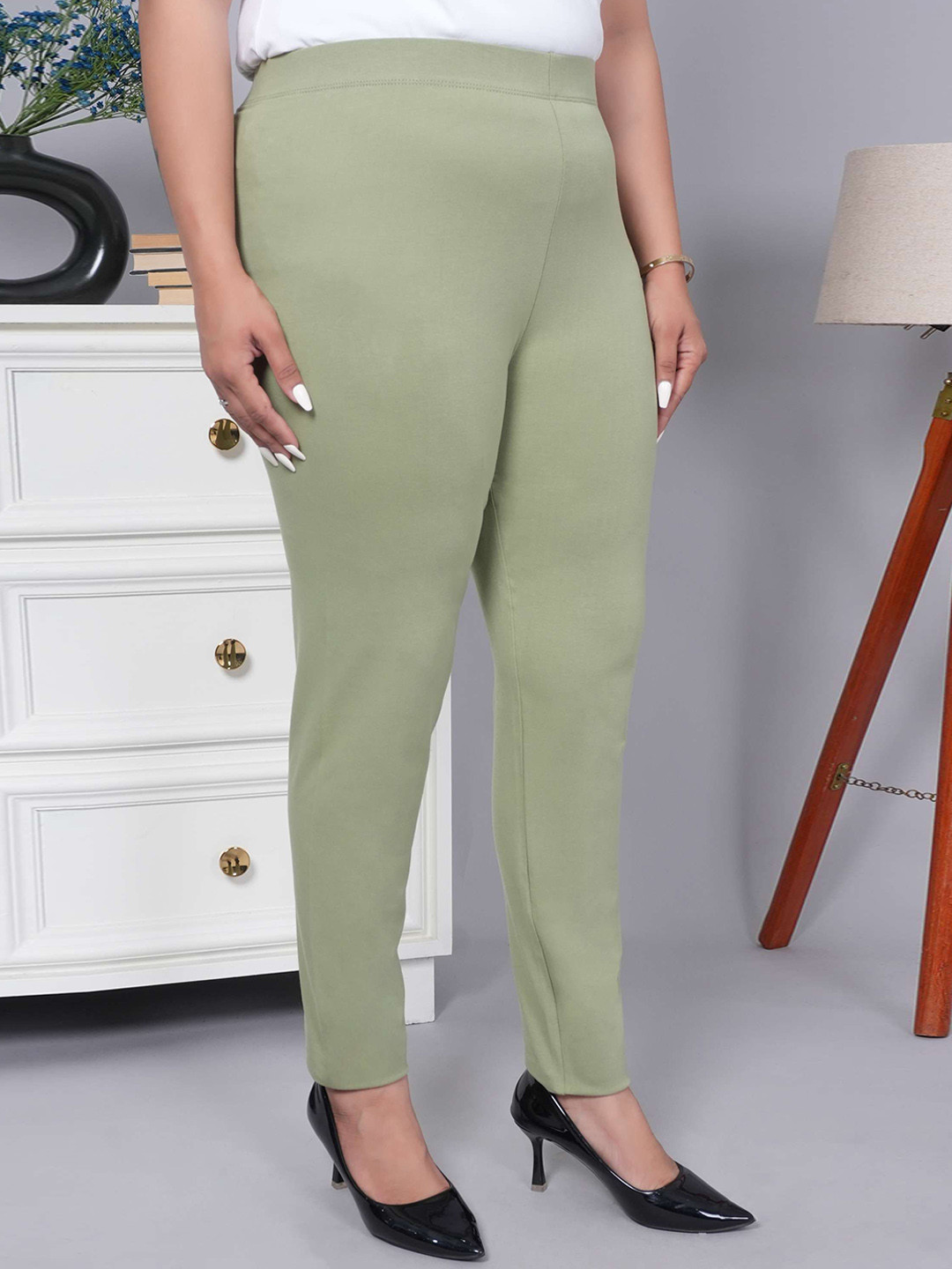 Mlada Women Solid High Waist Stretchable Ankle Length Cotton Leggings