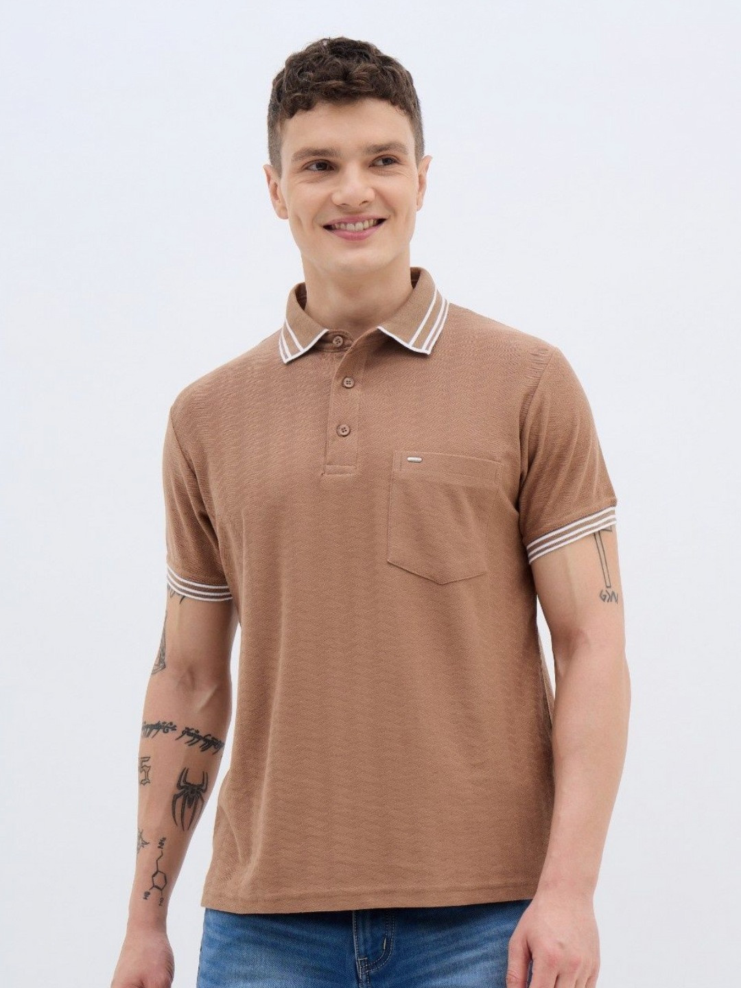 ARRAY Polo Collar Short Sleeves Cotton T-shirt