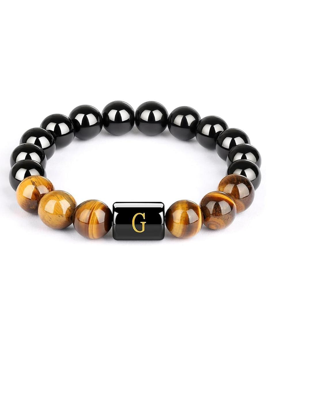 EDMIRIA Unisex G Initial Elasticated Crystals Bracelet