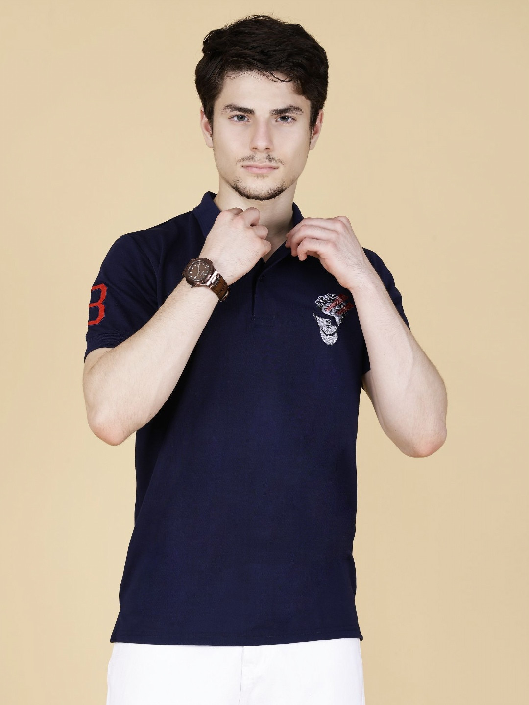 STARFOX Typography Printed Polo Collar Short Sleeves Cotton T-shirt
