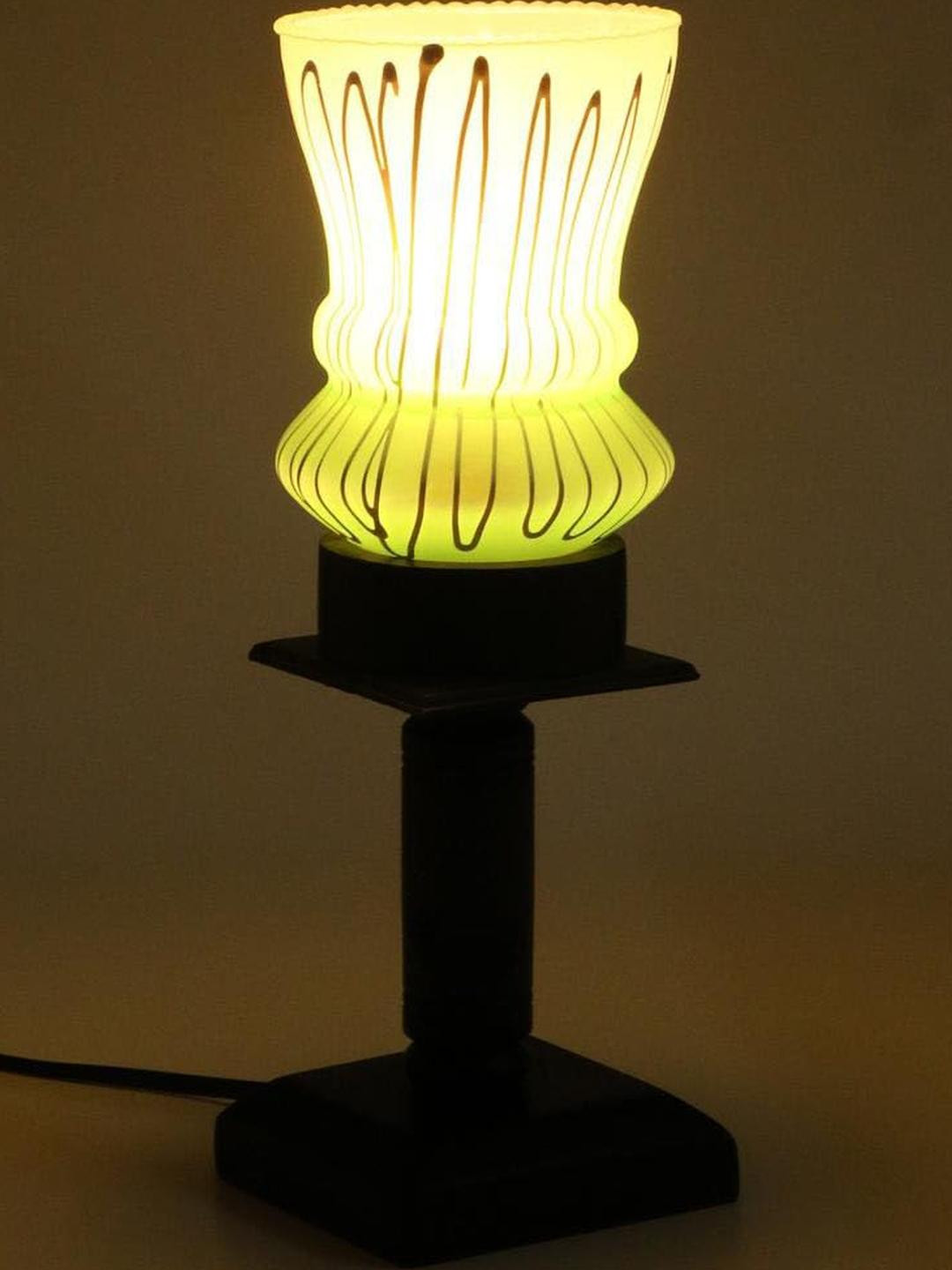 SOMIL Green & White Printed Glass Cylinder Shaped Decorative Wall Lamp