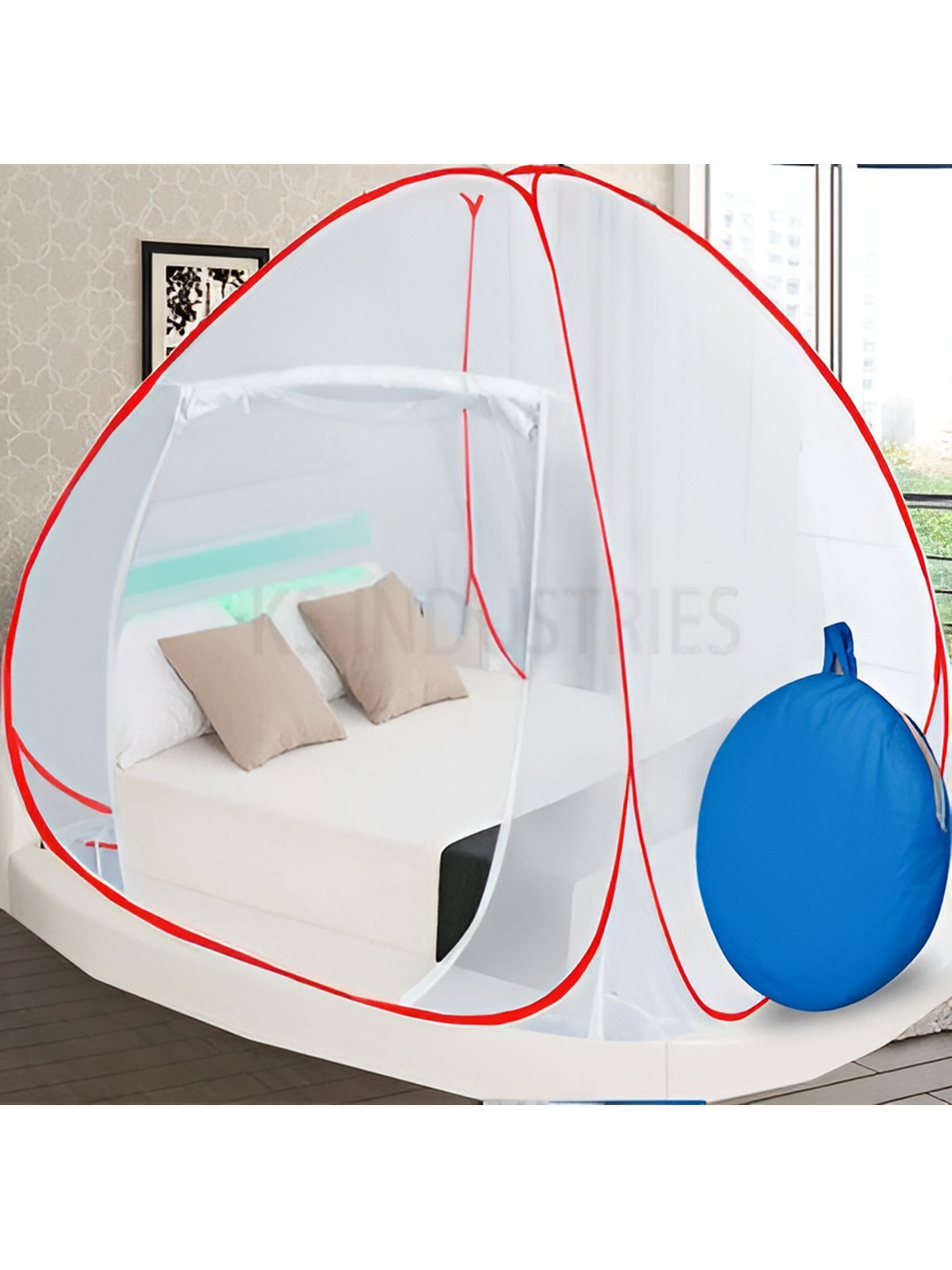 didhiti White & Red Queen Size Tent Mosquito Net