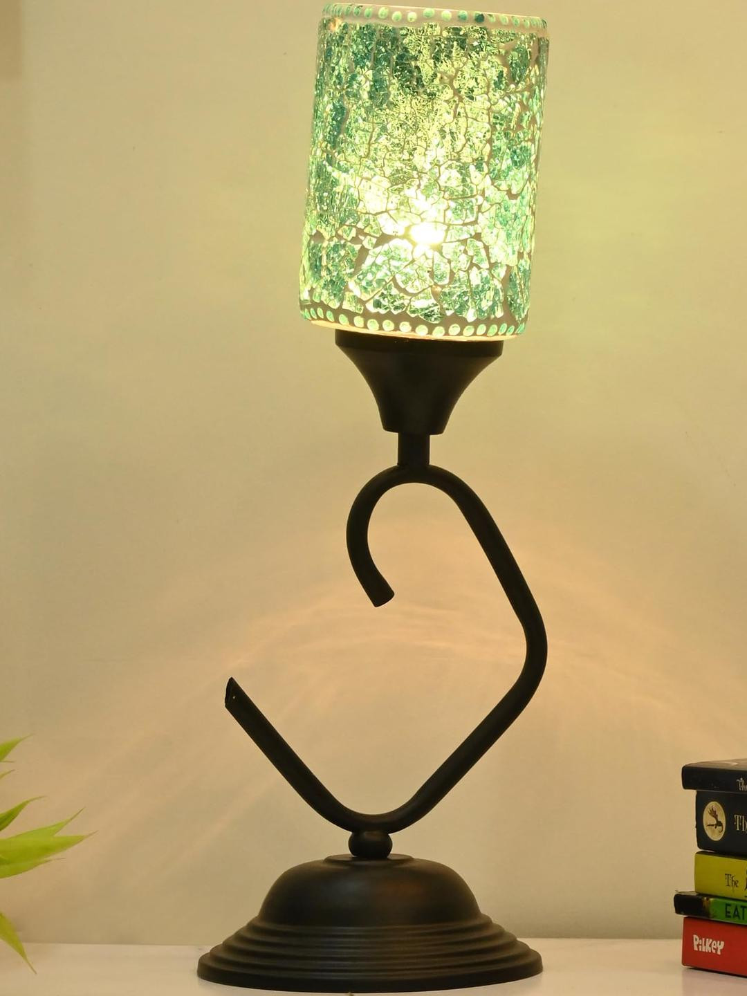 SOMIL Blue Textured Glass Table Lamp