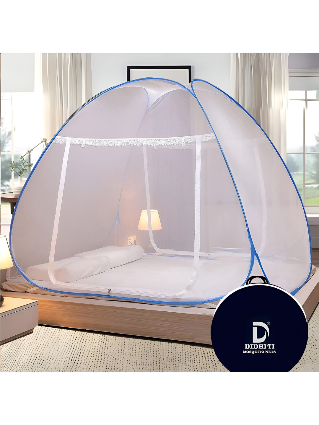 didhiti White & Black Queen Size Tent Mosquito Net