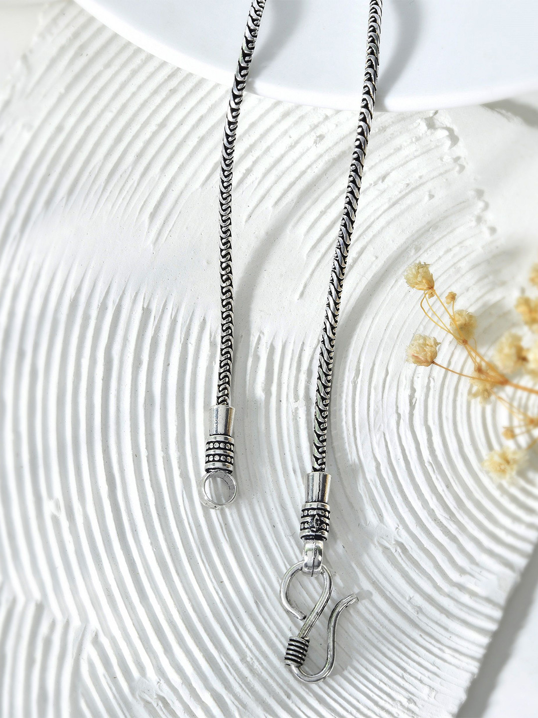 PYR FASHION Men Silver-Plated Wheat Pattern Minimal Chain