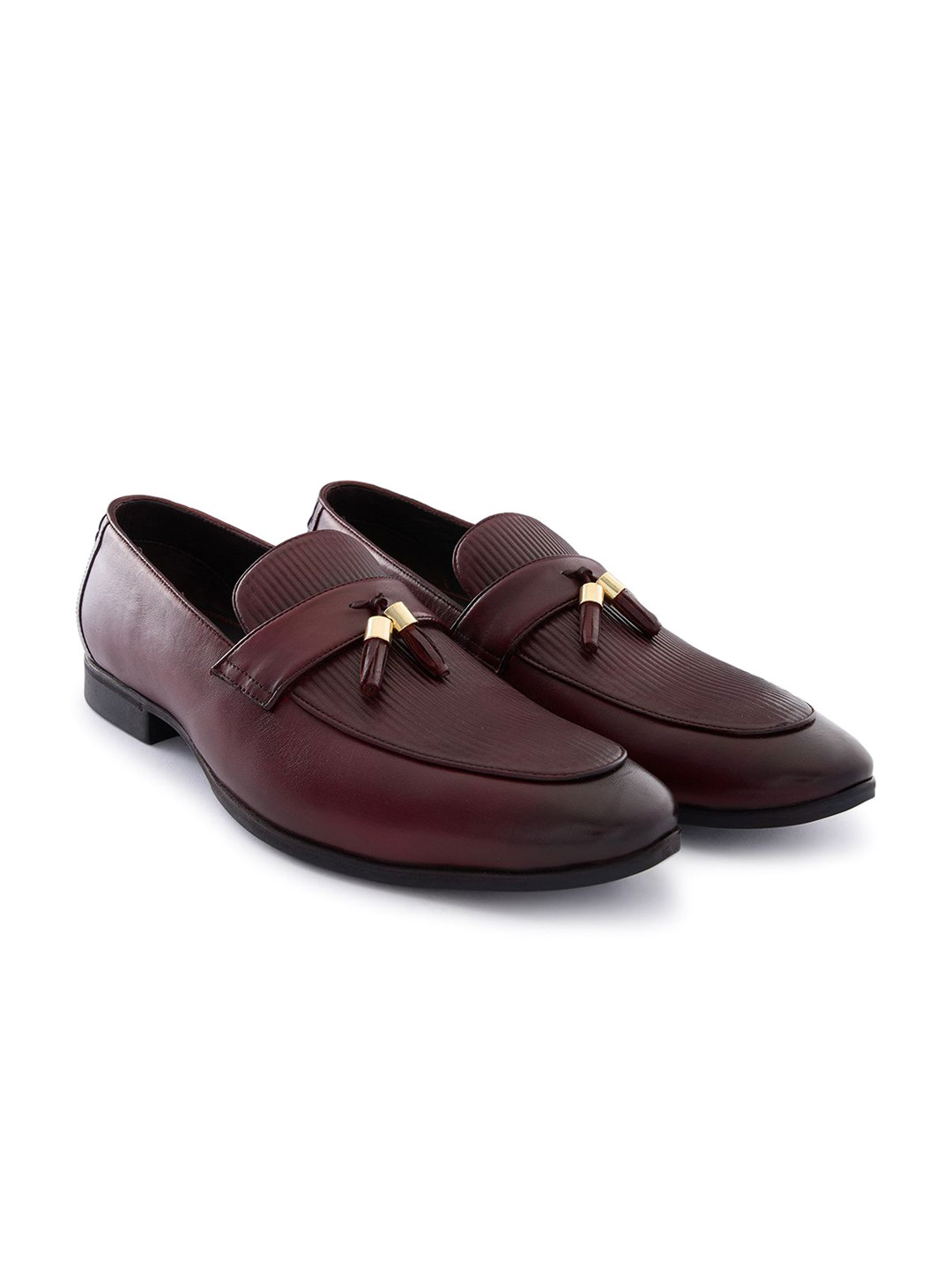 Regal Bordo Men Leather Tasseled Formal Loafers