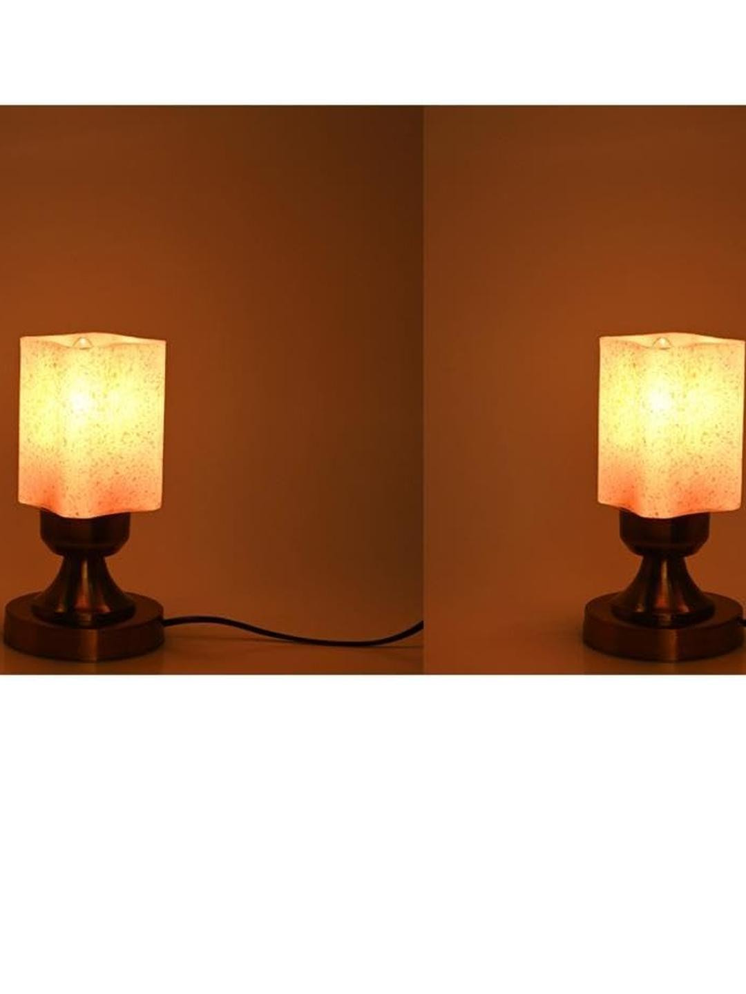 SOMIL Pink Set Of 2 Glass Cylindrical Shaped Table Lamp