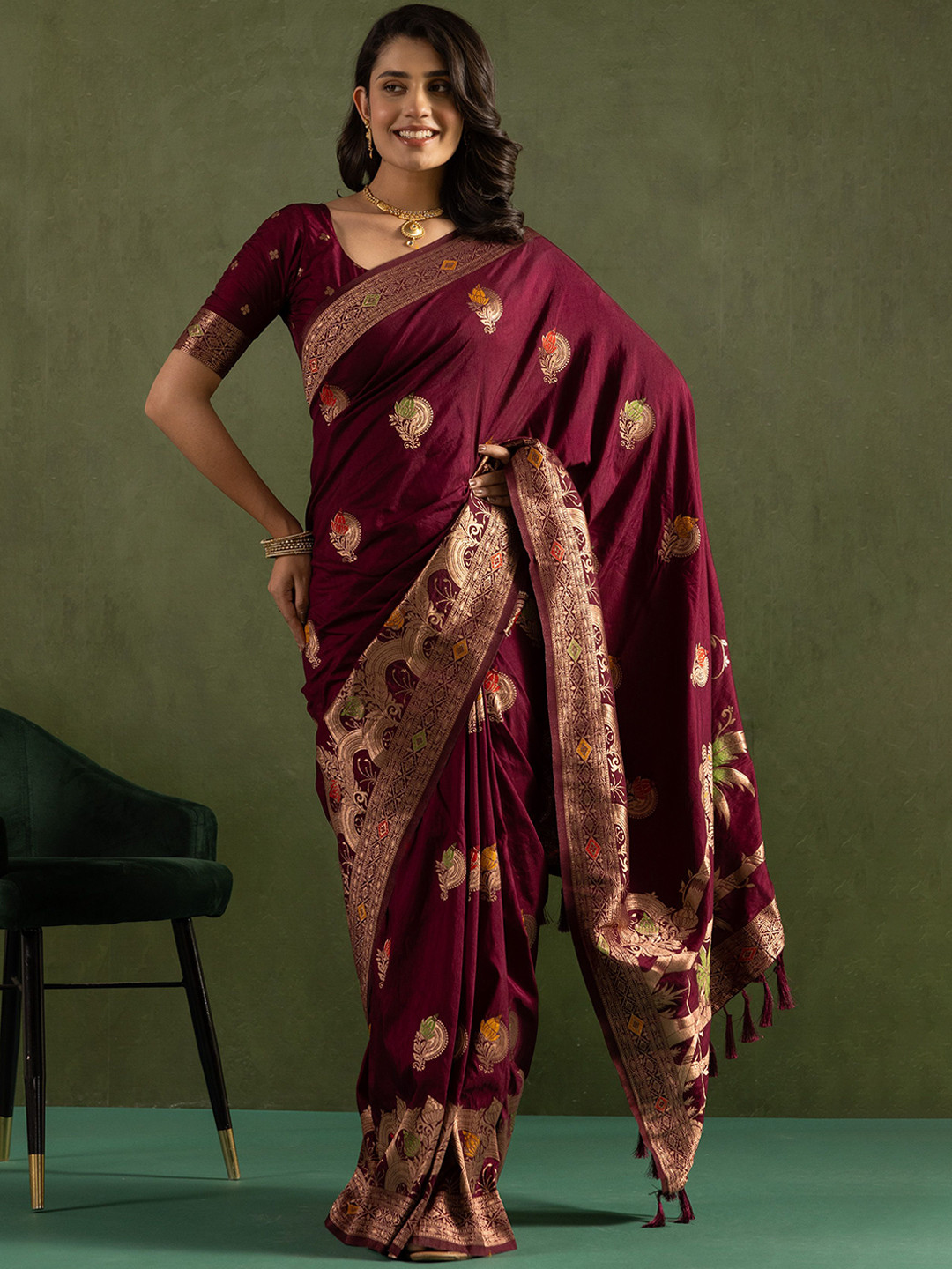 all about you Woven Design Zari Saree