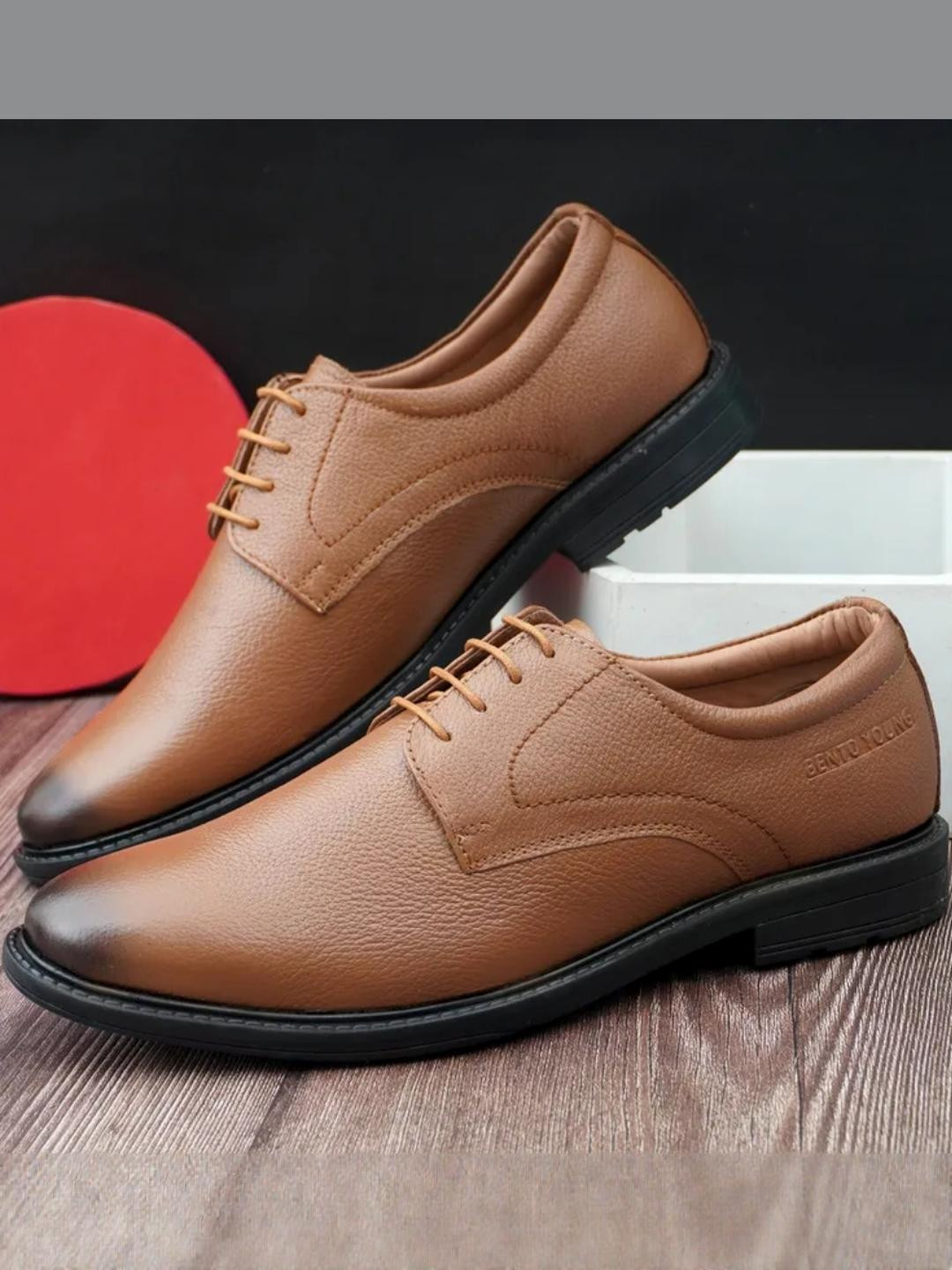 BENTO YOUNG Men Textured Derbys Formal Shoes