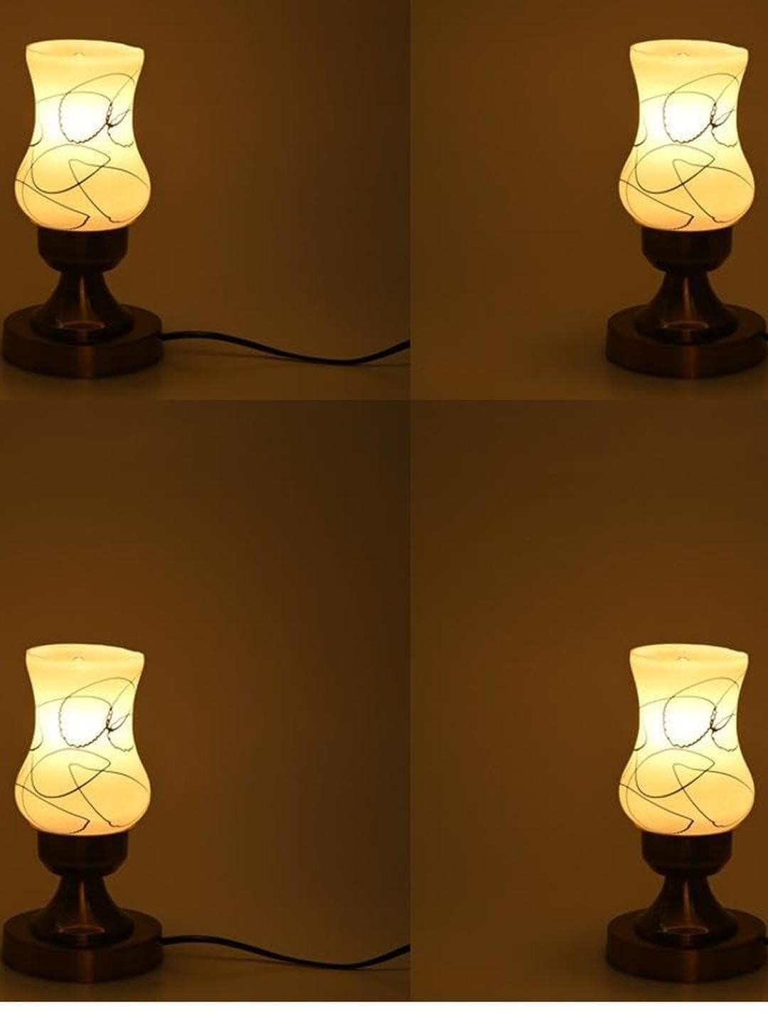 SOMIL Pack of 4 Printed Glass Table Lamp
