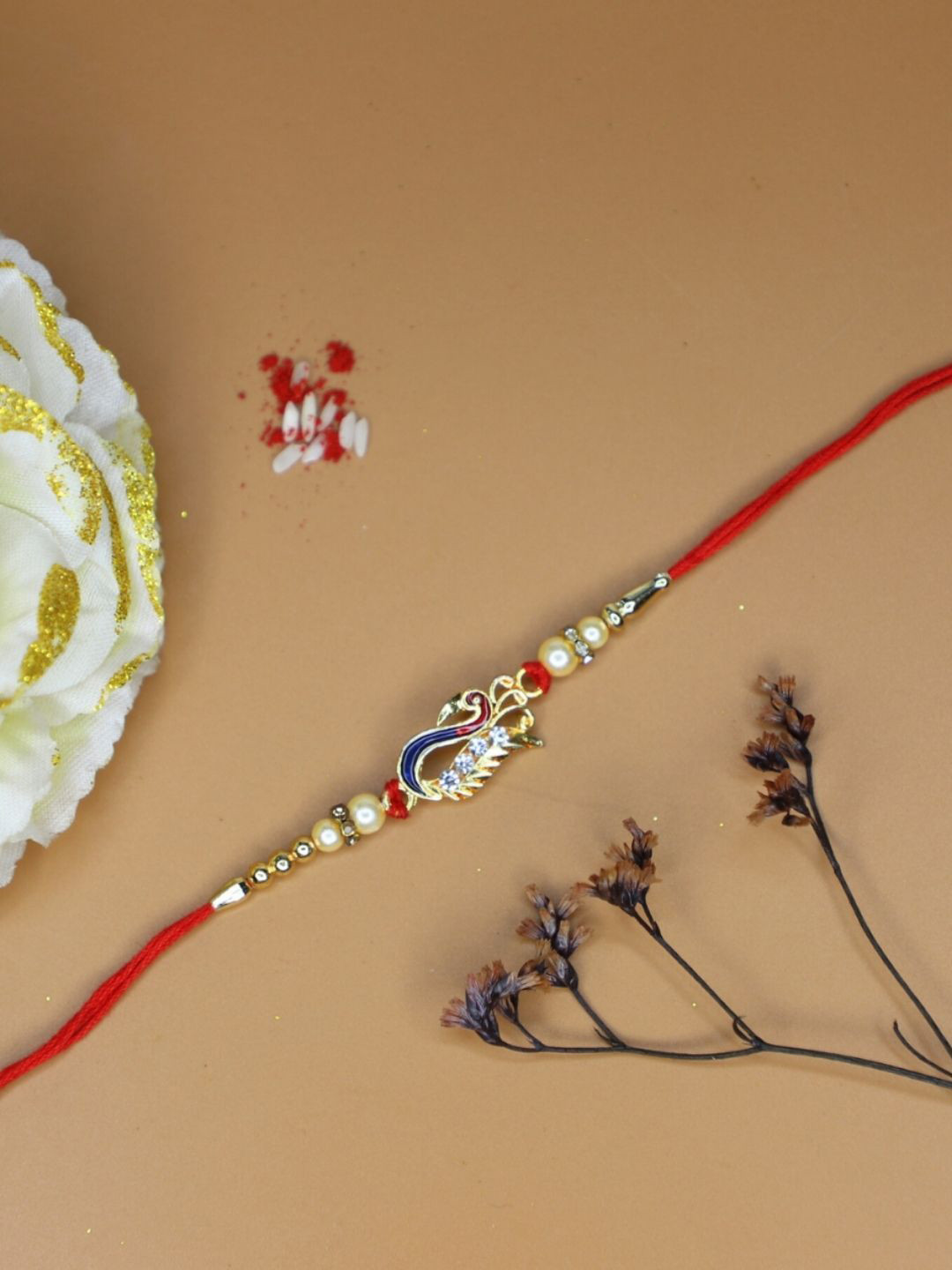 Anouk Thread Rakhi With Roli Chawal & Greetings Card