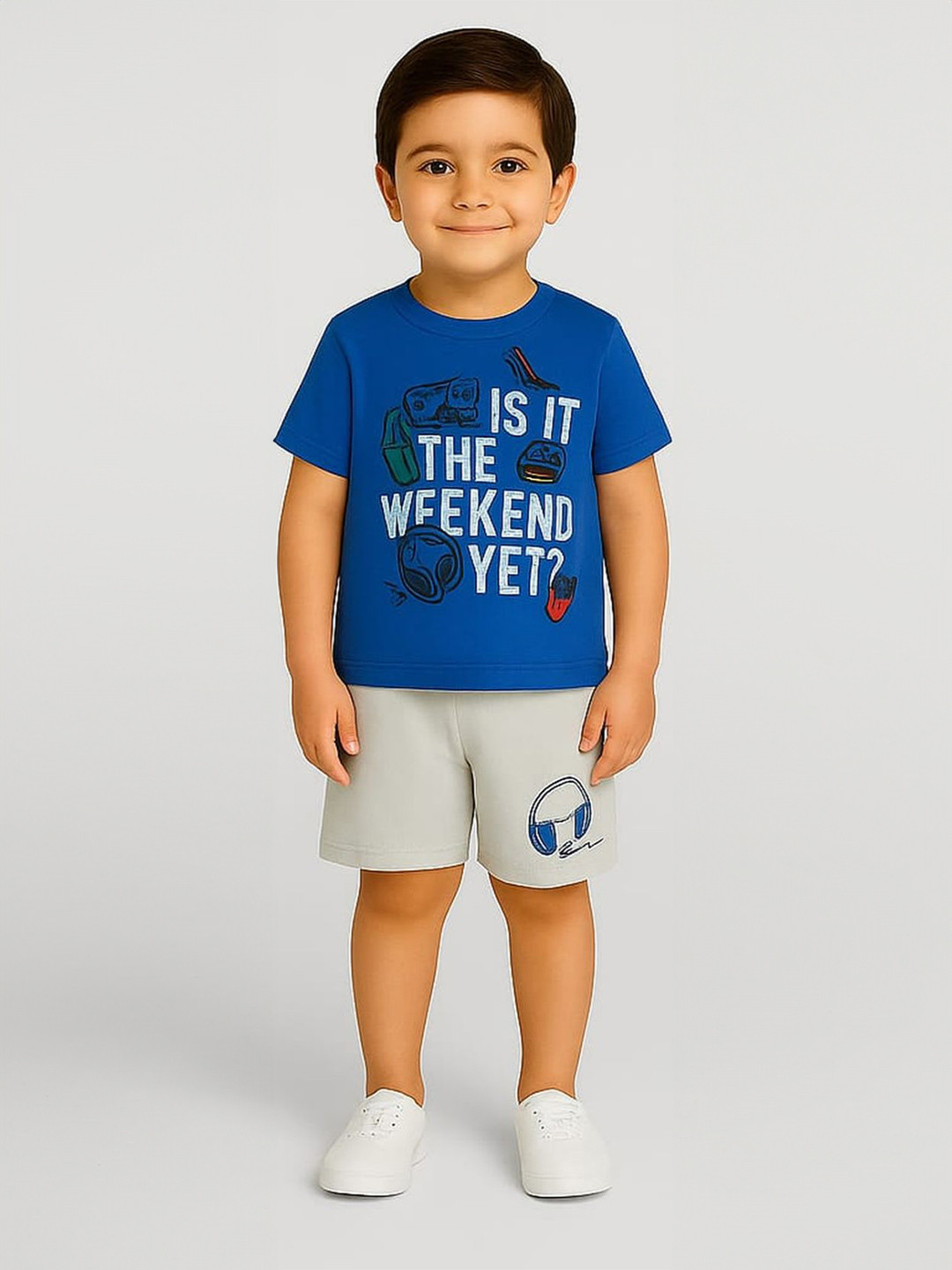BAESD Boys Printed Short Sleeves Pure Cotton T-shirt With Shorts