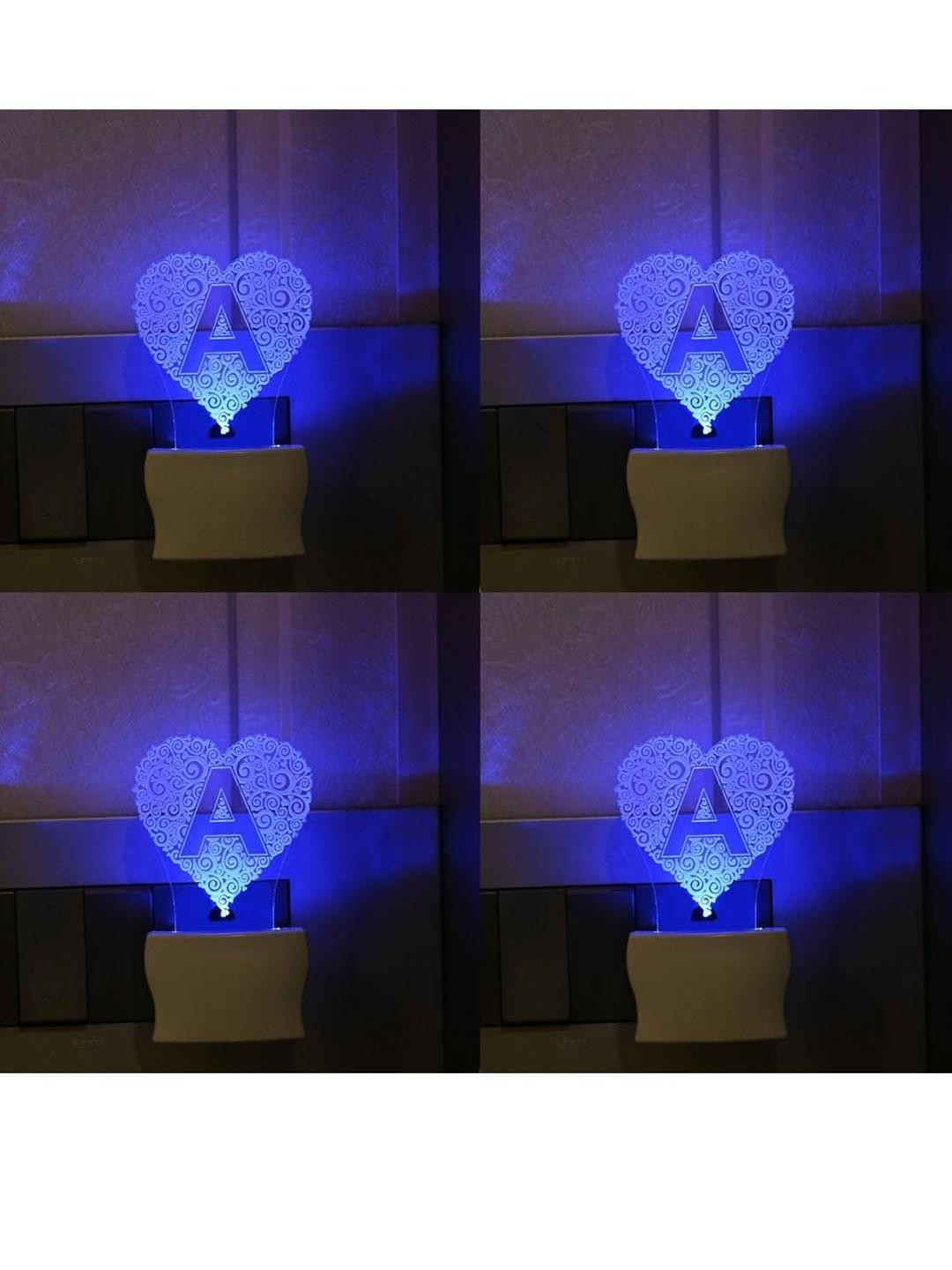 SOMIL Green & Blue Printed Glass Heart Shaped Wall Lamp