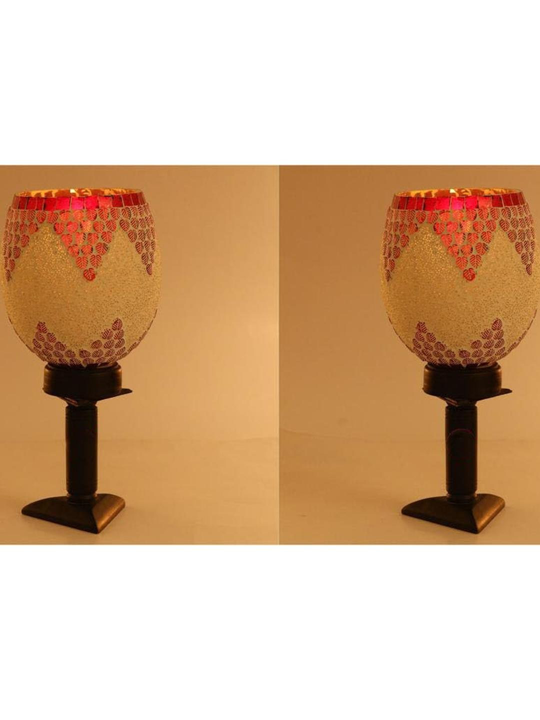 SOMIL White Printed Glass Semi-Sphere Table Lamp