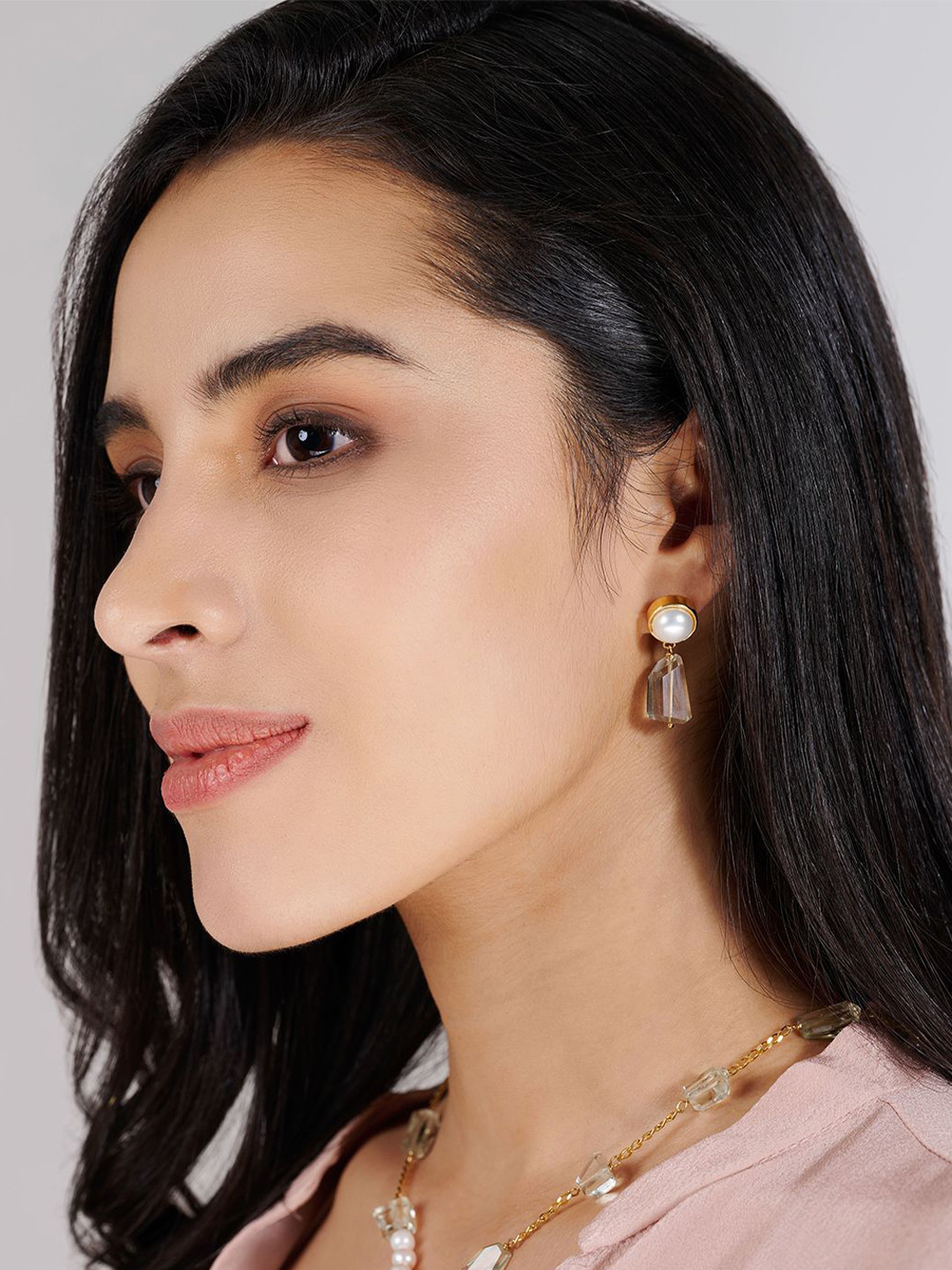 Stone Story By Shruti 925 Sterling Silver Gold-Plated Pearls Spherical Drop Earrings