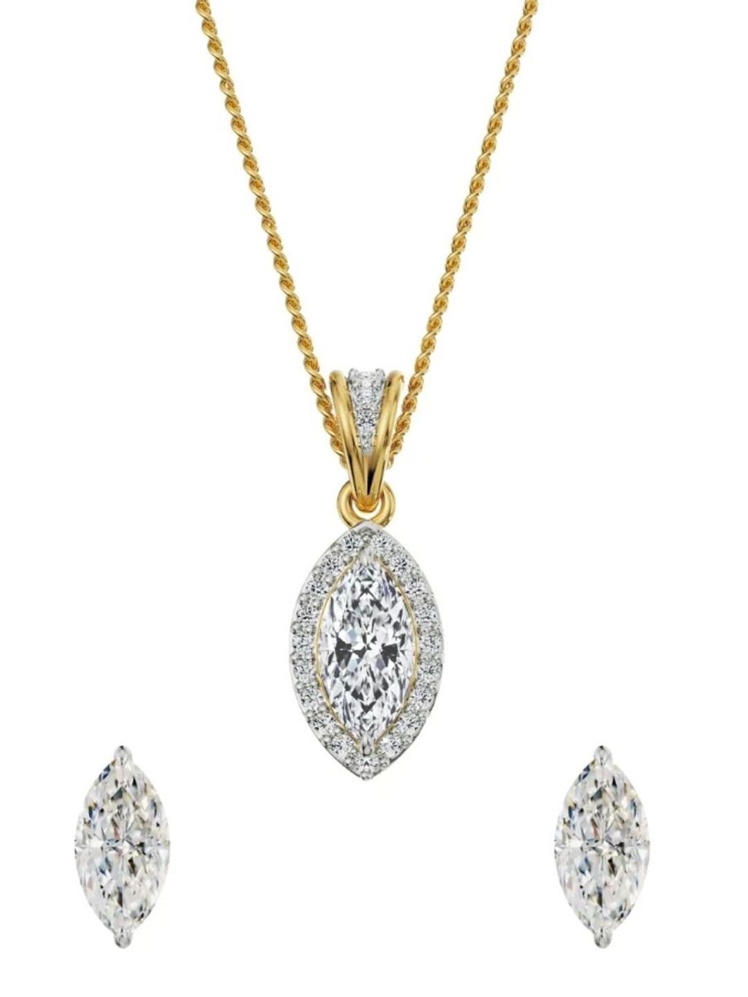 Emori 14KT Gold Diamond Studded Jewellery Set