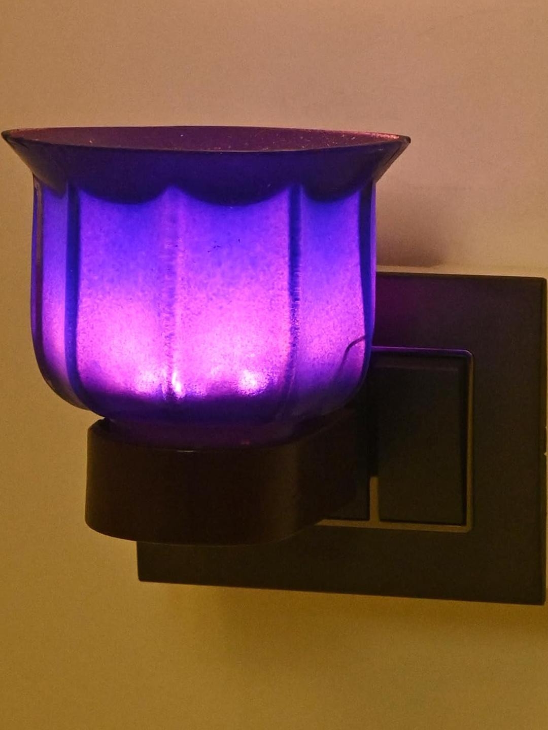 SOMIL Blue & Purple Printed Glass Cylinder Shaped Wall Lamp