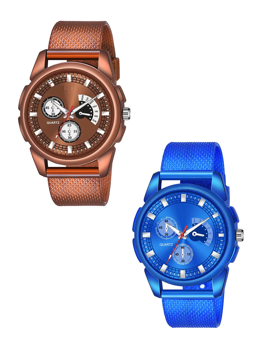 JUST LIKE Unisex Pack of 2 Bracelet Style Watches 883 Black Avio & silver bk damaruc-2