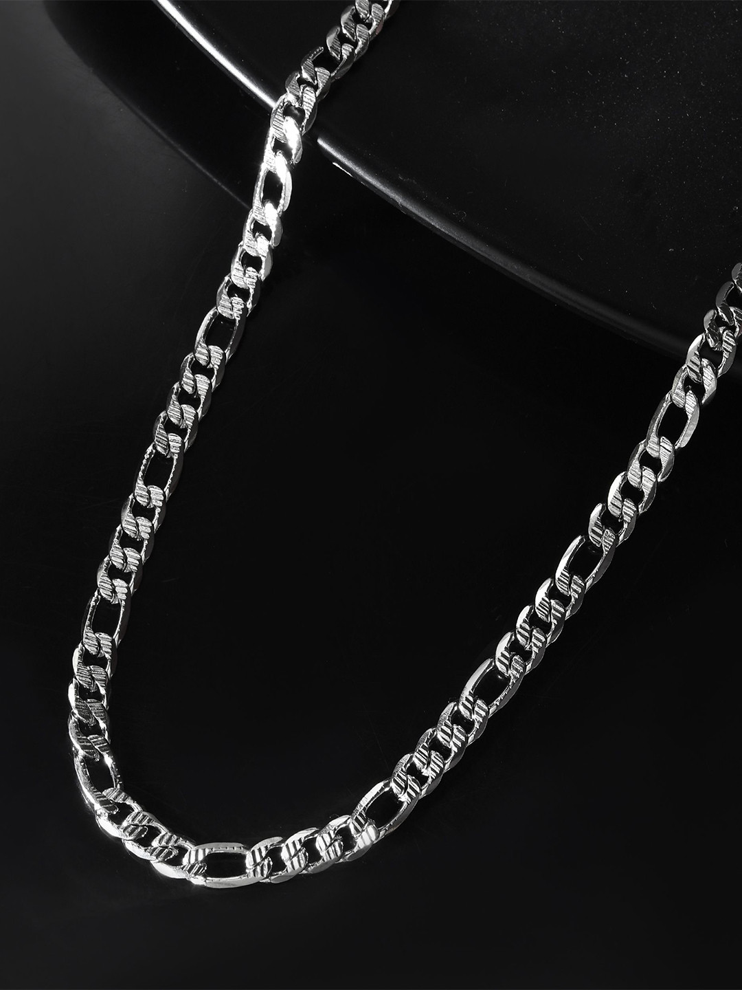 PYR FASHION Men 925 Sterling Silver-Plated Figaro Link Chain