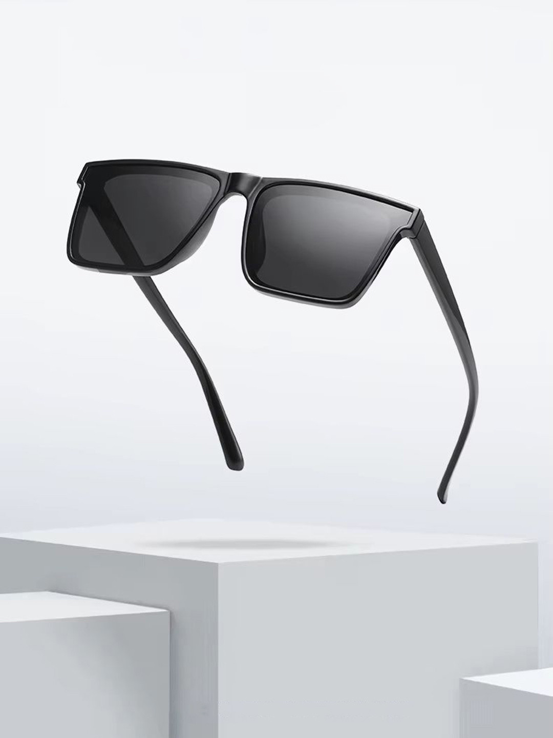 HAYDEN haiza Unisex Black Lens & Black Square Sunglasses with