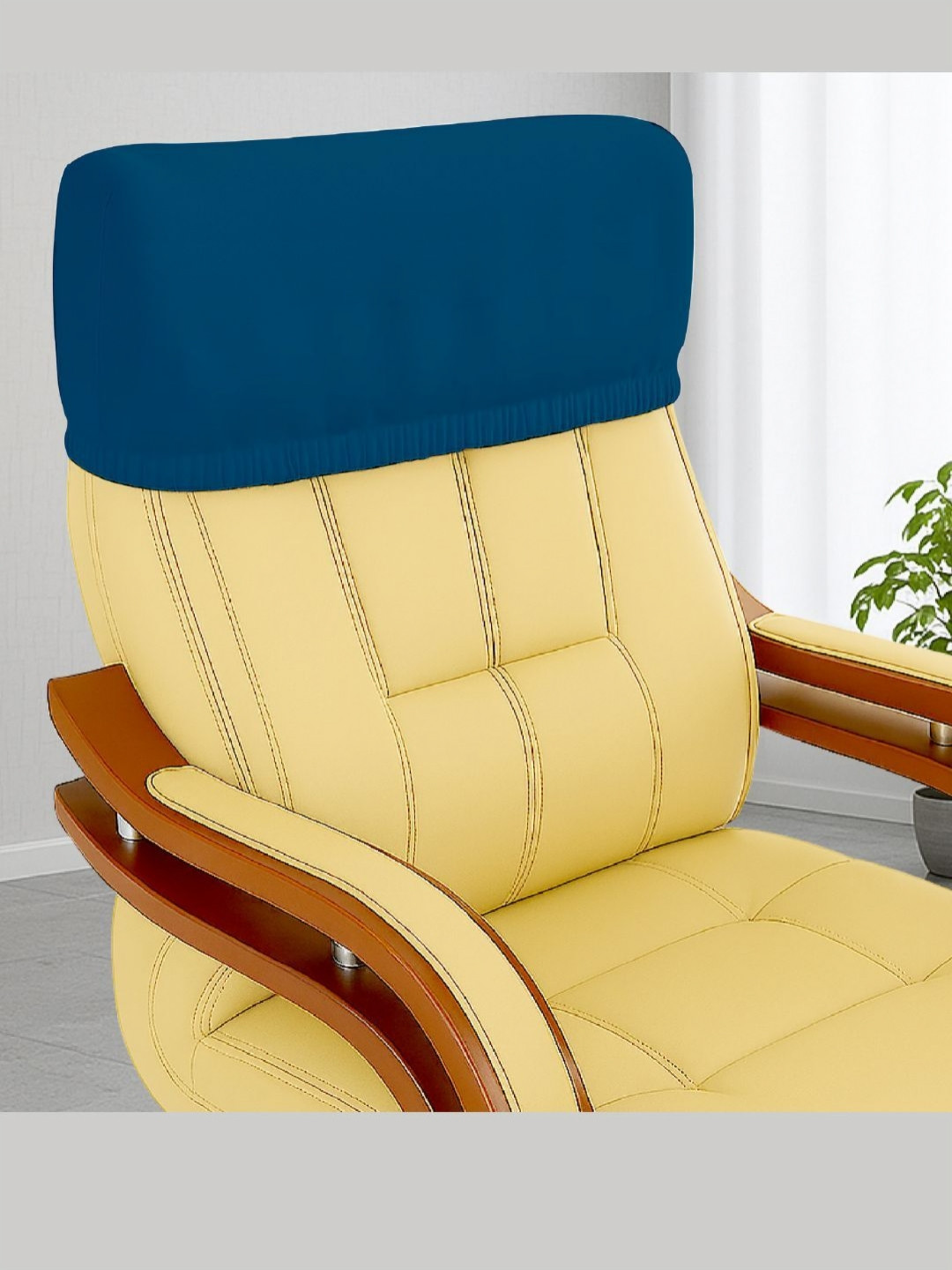 Lazi Blue 200 GSM Airforce Elastic Boss Chair Headrest Cover