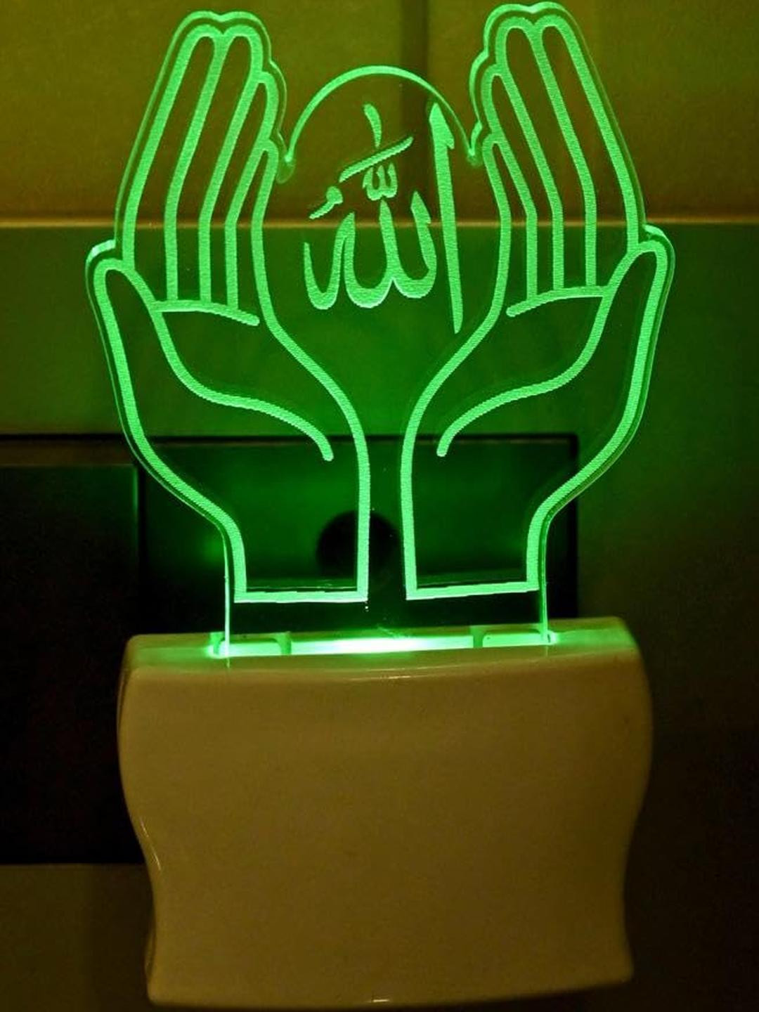 SOMIL Green & Blue Acrylic Printed Glass With LED Night Lamp