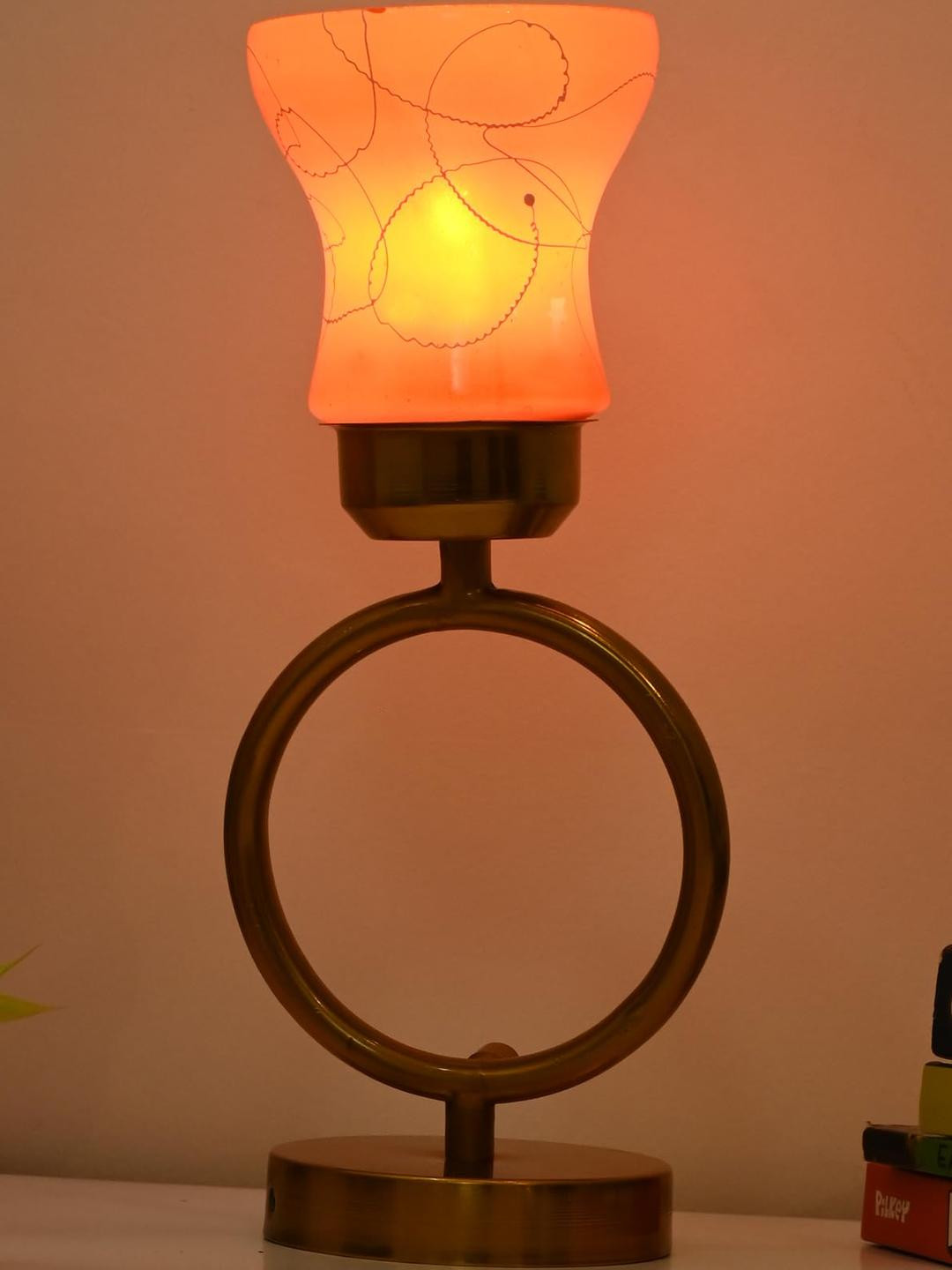 SOMIL Orange Glass Cylinder Table Lamp