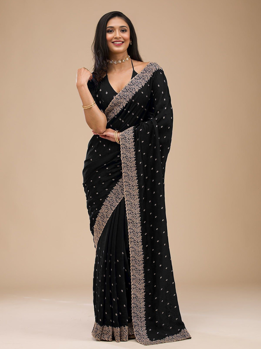 ANJANI TEXTILE Floral Art Silk Heavy Work Saree