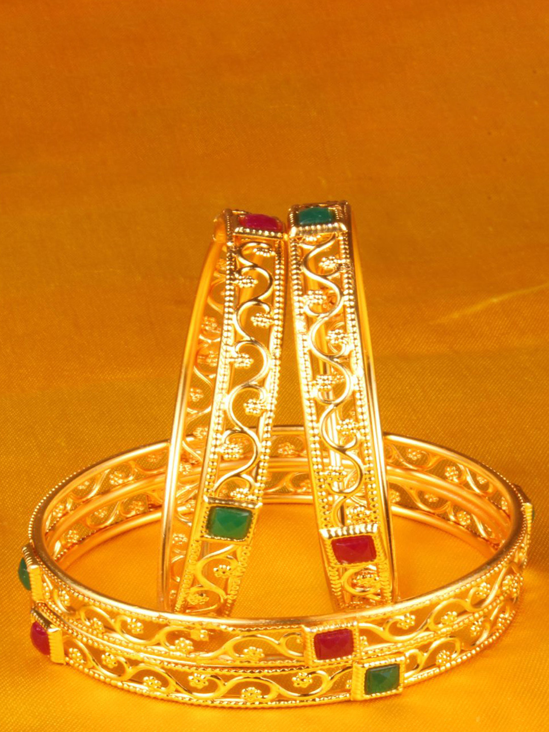 Shiv Jewels Set Of 4 Quartz-Studded Bangles