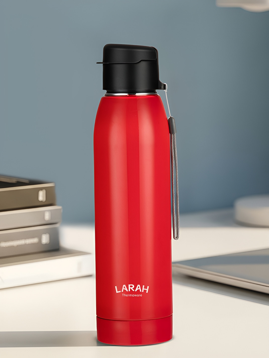 Larah by BOROSIL Airo Red Brand Logo Printed Stainless Steel Water Bottle-650 ml