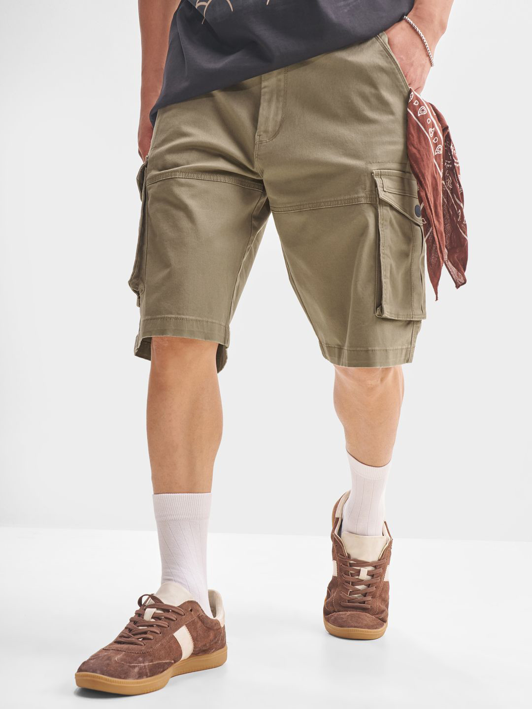 Highlander Men Regular Fit Cargo Shorts