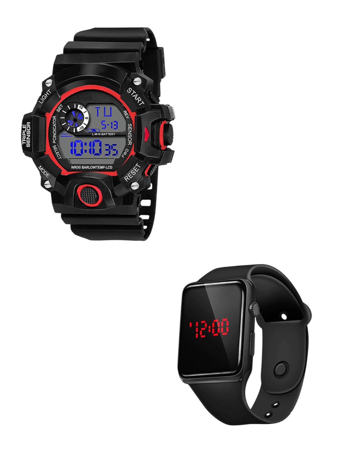 JUST LIKE Unisex Pack Of 2 Square Dial & Straps Digital Watch WATG3HF9YMAGA4TY