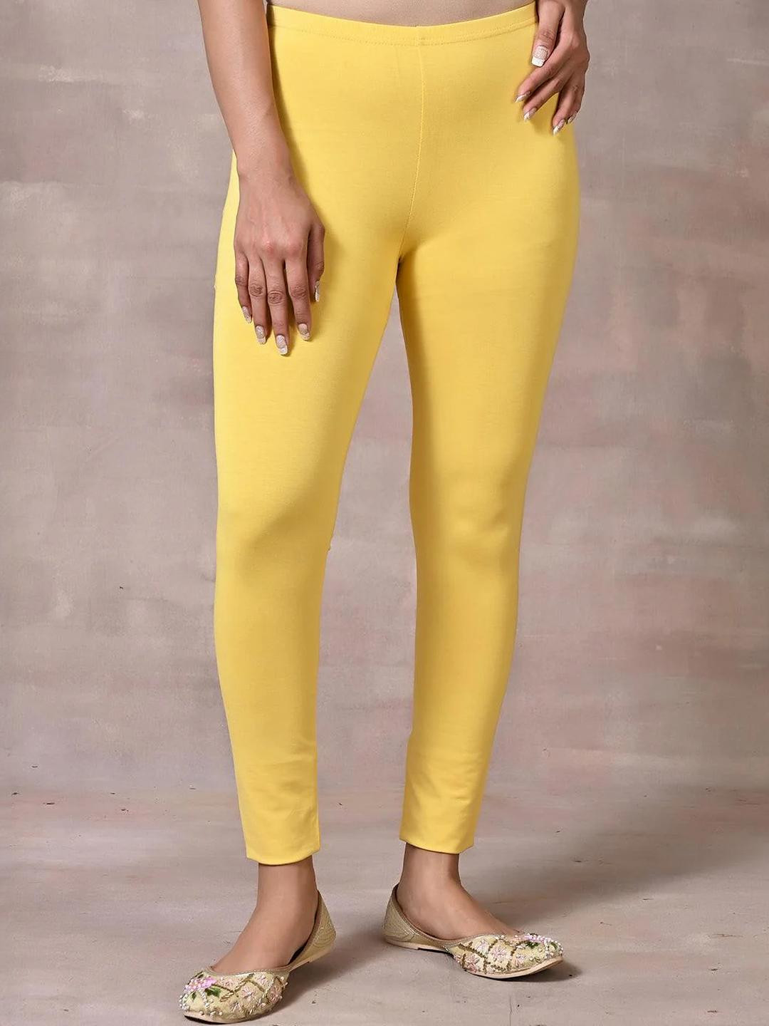 Lakshita Women Lemon Yellow Skinny Fit Leggings
