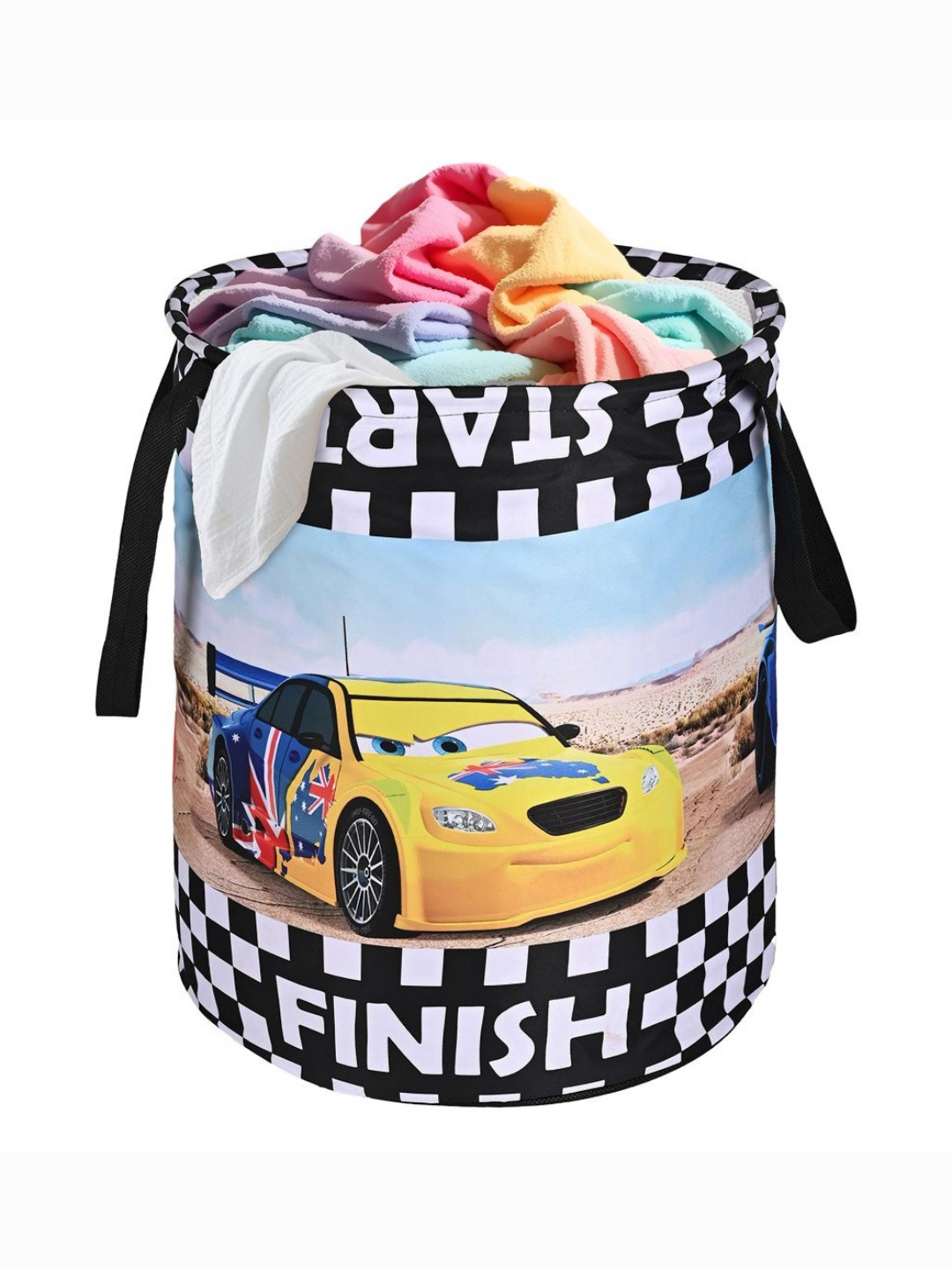 YK Blue Disney Cars Printed Foldable Laundry Bag With Handles