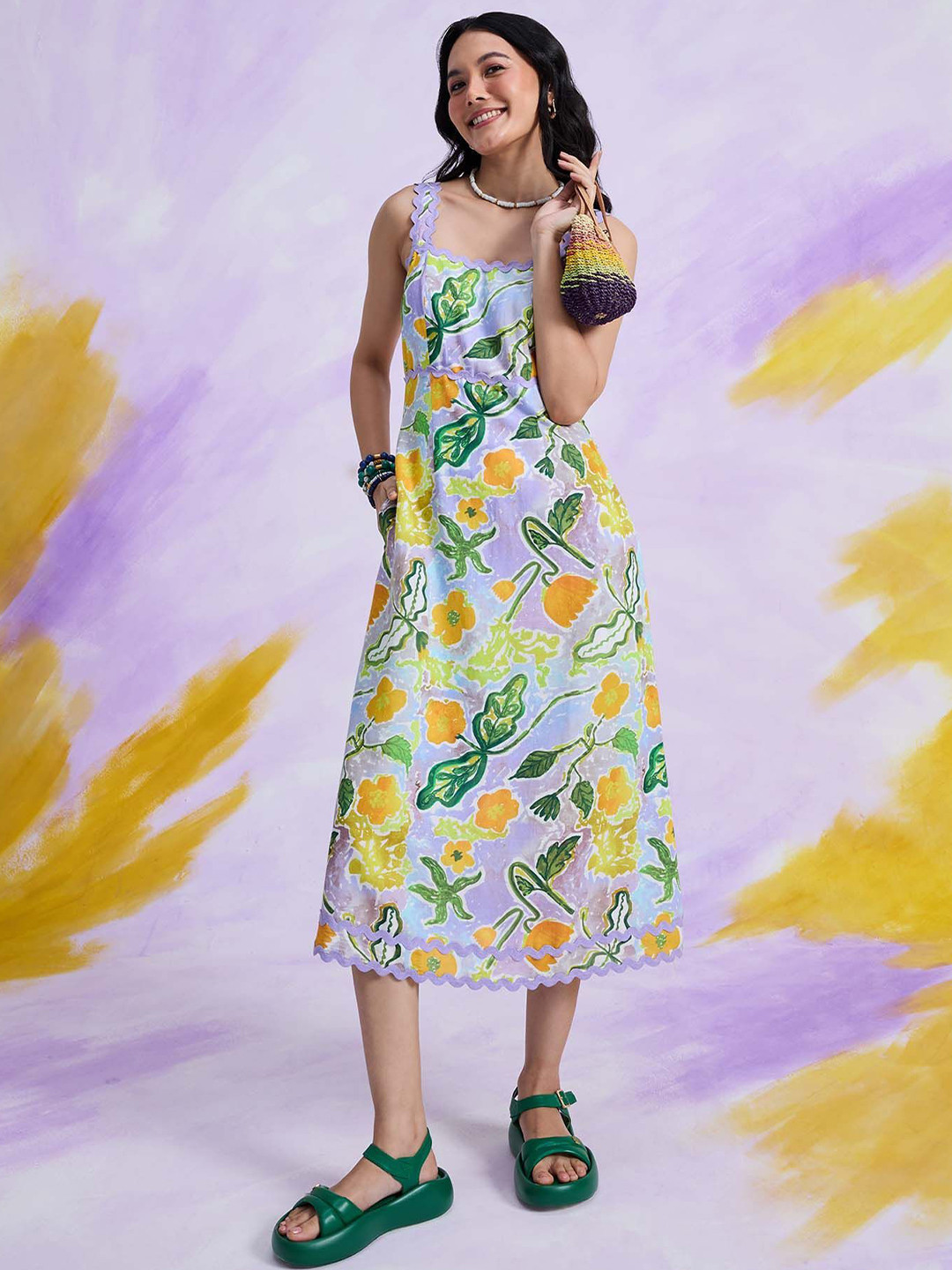 20Dresses Women Foral Printed A-Line Midi Dress