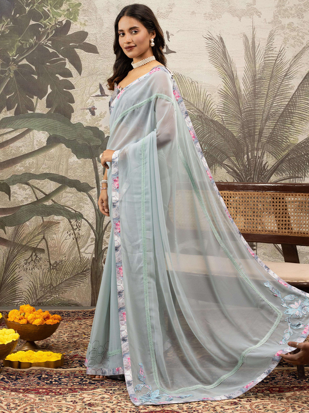 Sedora Couture Floral Border Saree
