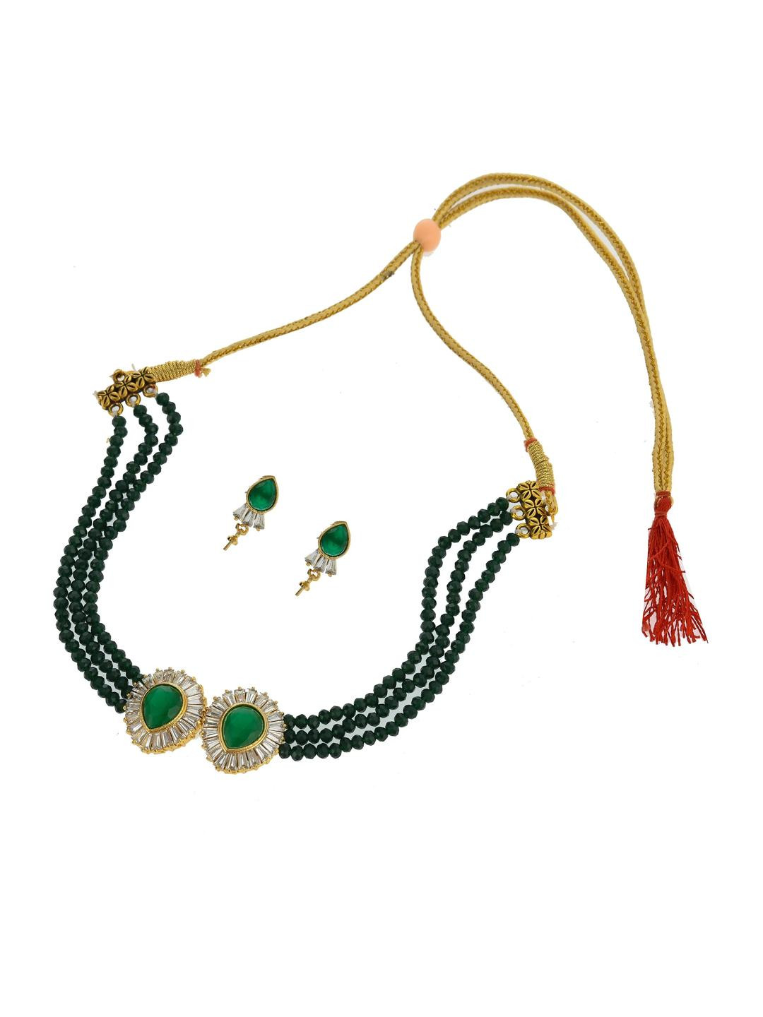Rozy Styles Green Brass Jewellery Set