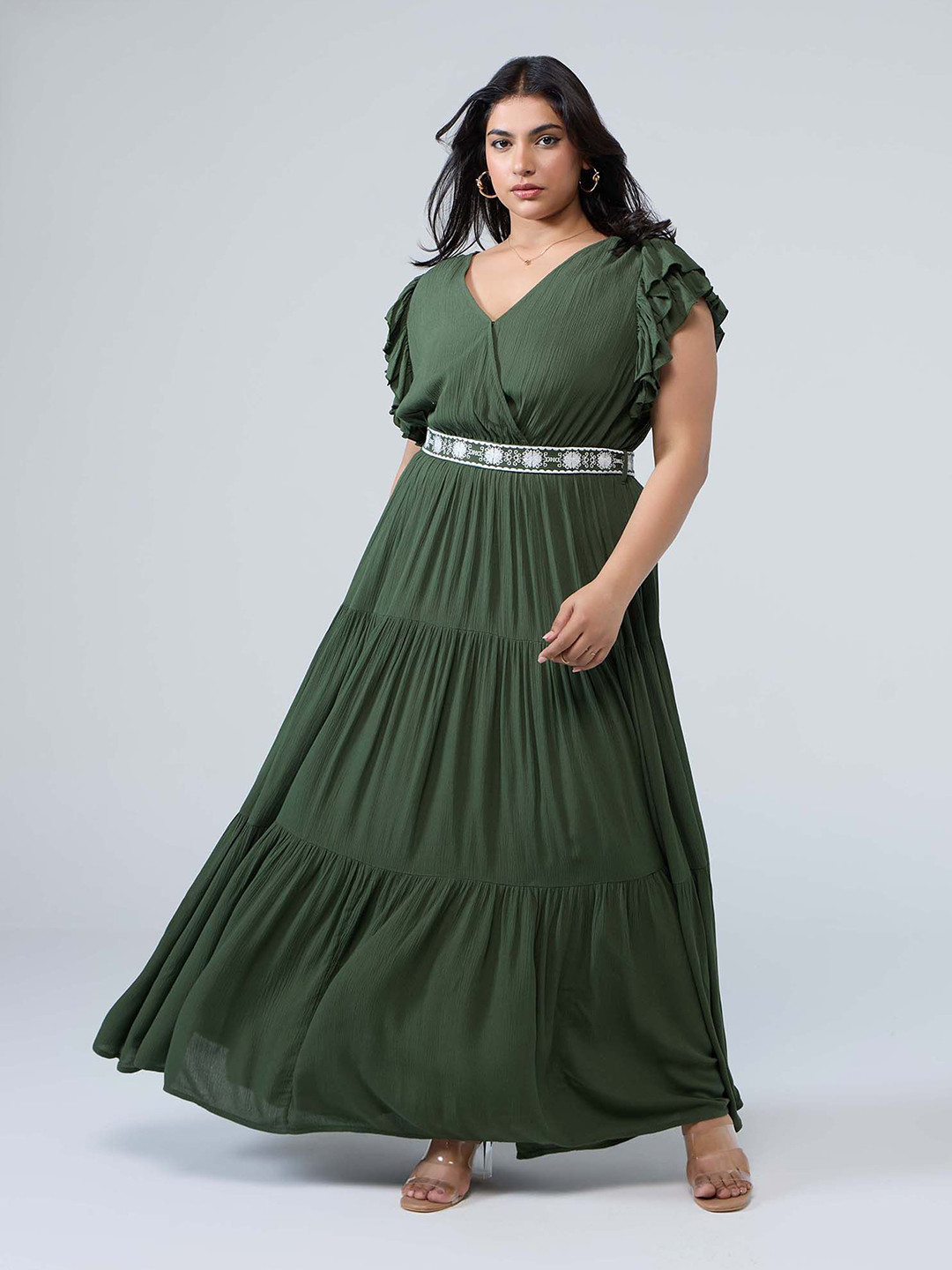 20Dresses Vintage Bloom V-Neck Tiered Maxi Dress