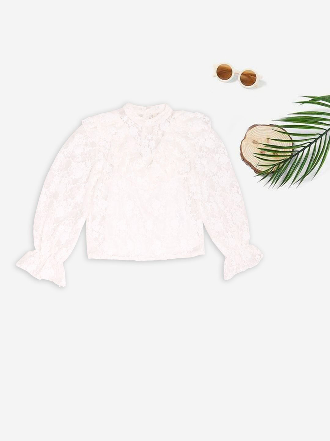 Pantaloons Junior Girls Puff Sleeve Sheer Top With A Cami Top