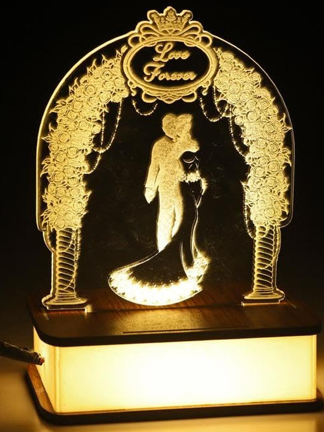 SOMIL White Glass Love Forever Couple Table Lamp